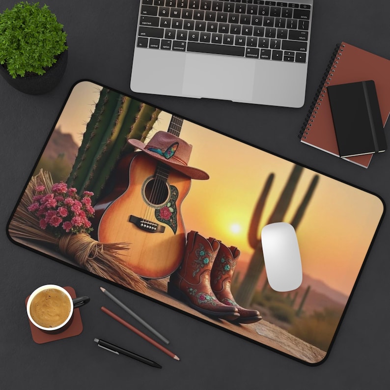 Tech Girl Accessories - Desert Guitar Mouse Pad, Cactus Guitar