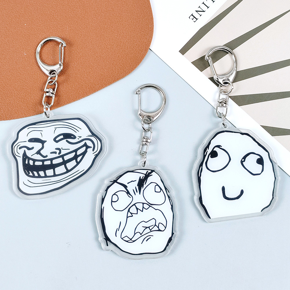 Creative Troll Face Keychains  - Tech Girl Accessories 评论和价格